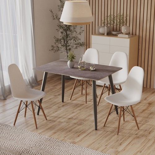 Ceramic Rectangle Table Chairs Modern 4 Person Seater Kitchen Dining Room 120cm - Imagen 29 de 43