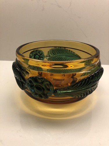 Vintage Czech Mid-Century Amber/Blue Glass VASE Josef Hospodka Prachen 1970s 7" - Picture 3 of 8