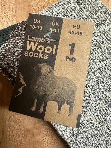 Lamb's Wool Work Socks Thermal Moisture Wicking US Size 10-13 - Picture 3 of 4