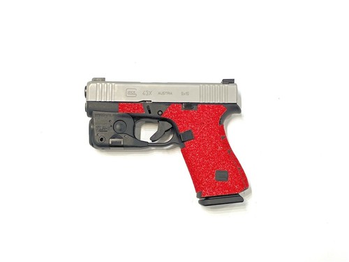 HANDLEITGRIPS LASER CUT RED SANDPAPER GUN GRIP TAPE for Glock 43X / 48 - Picture 3 of 7