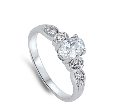 Clear CZ Vintage Bridal Engagement Ring New .925 Sterling Silver Band Sizes 5-10 - Bild 2 von 4