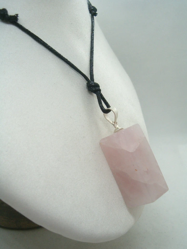 Ciondolo in ARGENTO 925 con QUARZO ROSA naturale - pendente Pietra Dura - - Immagine 4 di 4