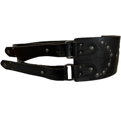 Candies Wide Black Leather Studded Double Buckle Skinny  display picture 1