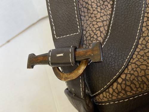 Vintage Leder Schulter Handtasche Geldbeutel Braun Retro Boho Weekender Afrikanische Lilie - Bild 6 von 15