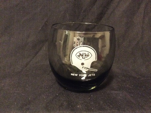 Vintage NFL Football New York Jets 3.25" smoke GLASSES Retro Barware X - Picture 2 of 3