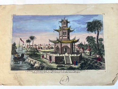 Antigua impresión mate de Robert Sayer "Una vista de Sinkicien en China". - Imagen 2 de 2