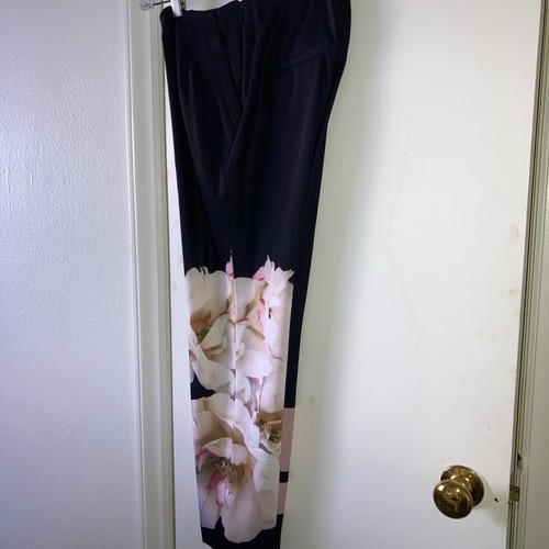 Ted Baker London Multicolor Floral Pants Black w/ Pink & White US Size 4 (UK 1) - Picture 13 of 13