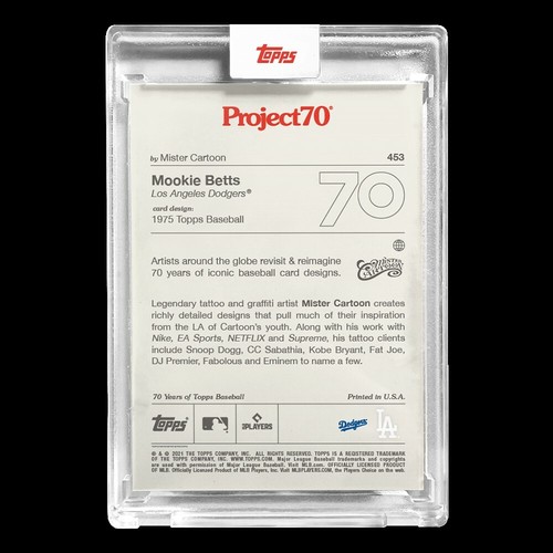 2021 Project 70 #453 1975 Mookie Betts by Mister Cartoon Dodgers (PR=1085) - Picture 2 of 2