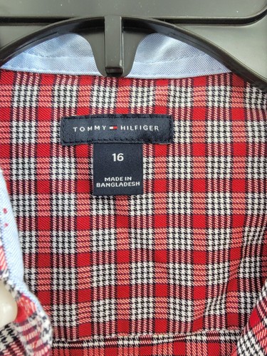 Tommy Hilfiger Stretch Micro Grid Shirt & Tie Big Boys 16 Elaborate Red L/S - Picture 12 of 17