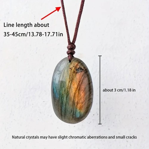 1Pc Vintage Natural Labradorite Pendant Necklace Jewelry Unique Iridescent Color - Bild 5 von 7
