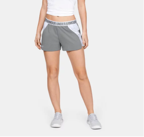 Under Armour Shorts Womens XL HeatGear Play Up Training Heather Grey White - Picture 4 of 4