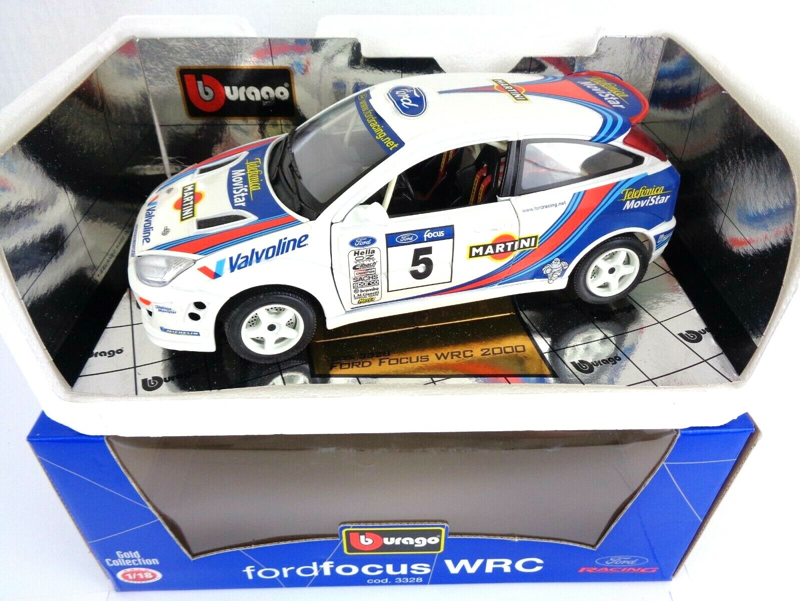 Bburago Ford Focus WRC 1/18 Scale Die Cast Rally Car Boxed 2022, GORĄCE