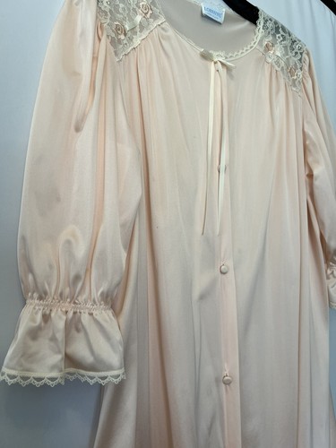 Camisón femenino Peach vintage Lorraine Antron cinta de encaje talla mediana - Imagen 20 de 23