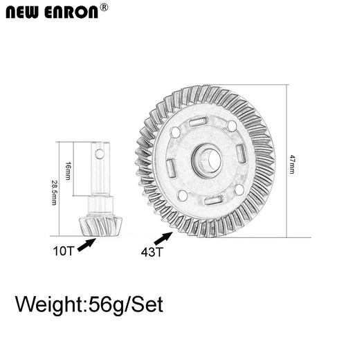 Differential Ring Diff Pinion Gear 43T/10T Helical 9579 9579R For RC 1/8 Sledge - Picture 7 of 14