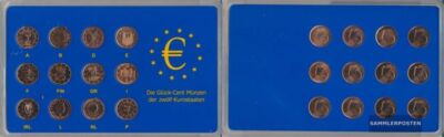 Europe 12 Gluck-cent-Coins all Euro-Gründungsländer Stempelglanz BU ab 1999 Gluc