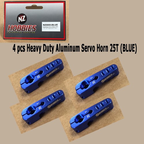 NZHOBBIES Aluminum Servo Horn 25T (Blue) Axial, Futaba & Savox Servos (4pcs) - Picture 1 of 6