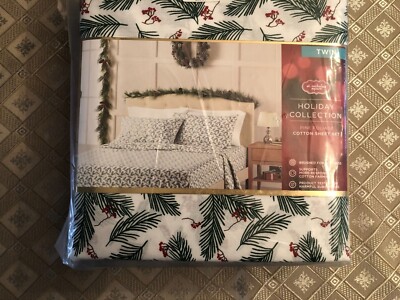 St Nicholas Square 100% Cotton Twin Sheet Set Pine Foliage