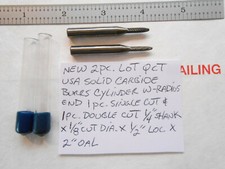 NEW 2PC LOT QCT USA S/C & D/C SOLID CARBIDE BURRS 1/4" SH X 2" OAL SEE DESC.