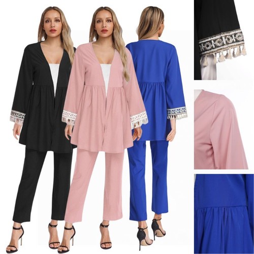 Damen Set Quaste Manschetten Anzug Party Outfits Hochzeit Langarm Dubai Club Muslim - Bild 4 von 32