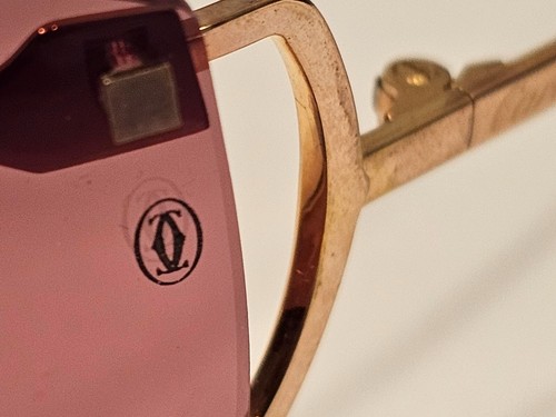 Sunglasses Cartier Pasha De Santos Rimless Gold Purple Rose 3798744 Case cloth - Picture 6 of 24