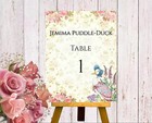 4 Beatrix Potter Peter Rabbit Character Floral Party Table Number Cards