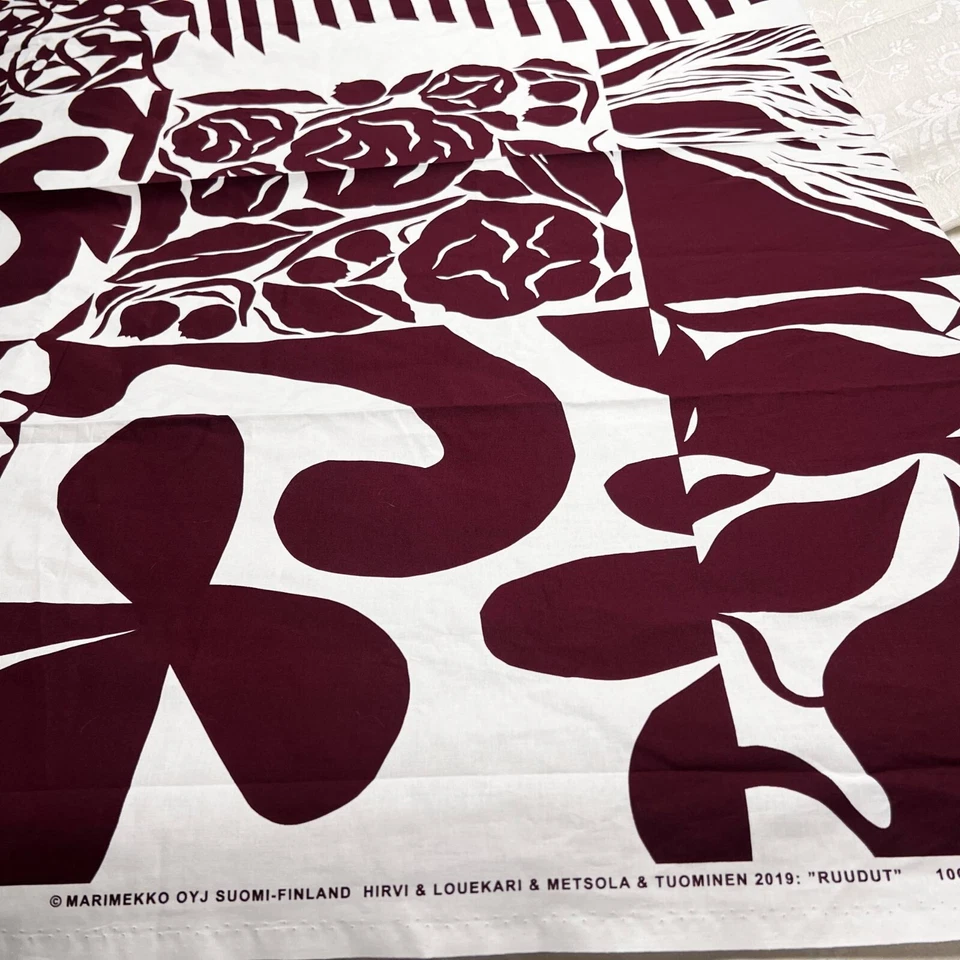 Marimekko Ruudut Ciruela Floral Patchwork 100% Algodón Tela Scandi Pop Art Costura Foto 4 de 4