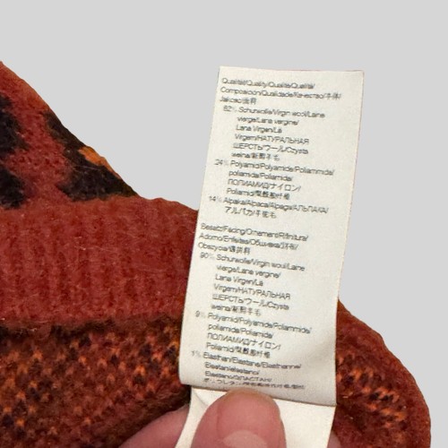Hugo Boss Sweater Women’s XS Alpaca Wool Knit Leopard Jumper Orange Black Yellow - Picture 6 of 11