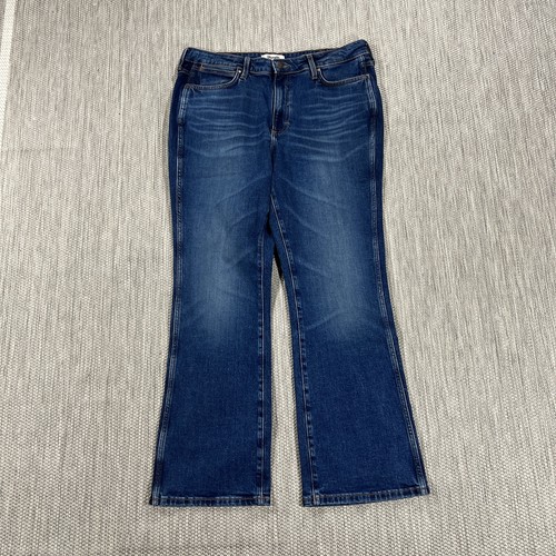 Wrangler Retro Jeans Women 35X30 High Rise Boot Stretch Blue Cowgirl Denim