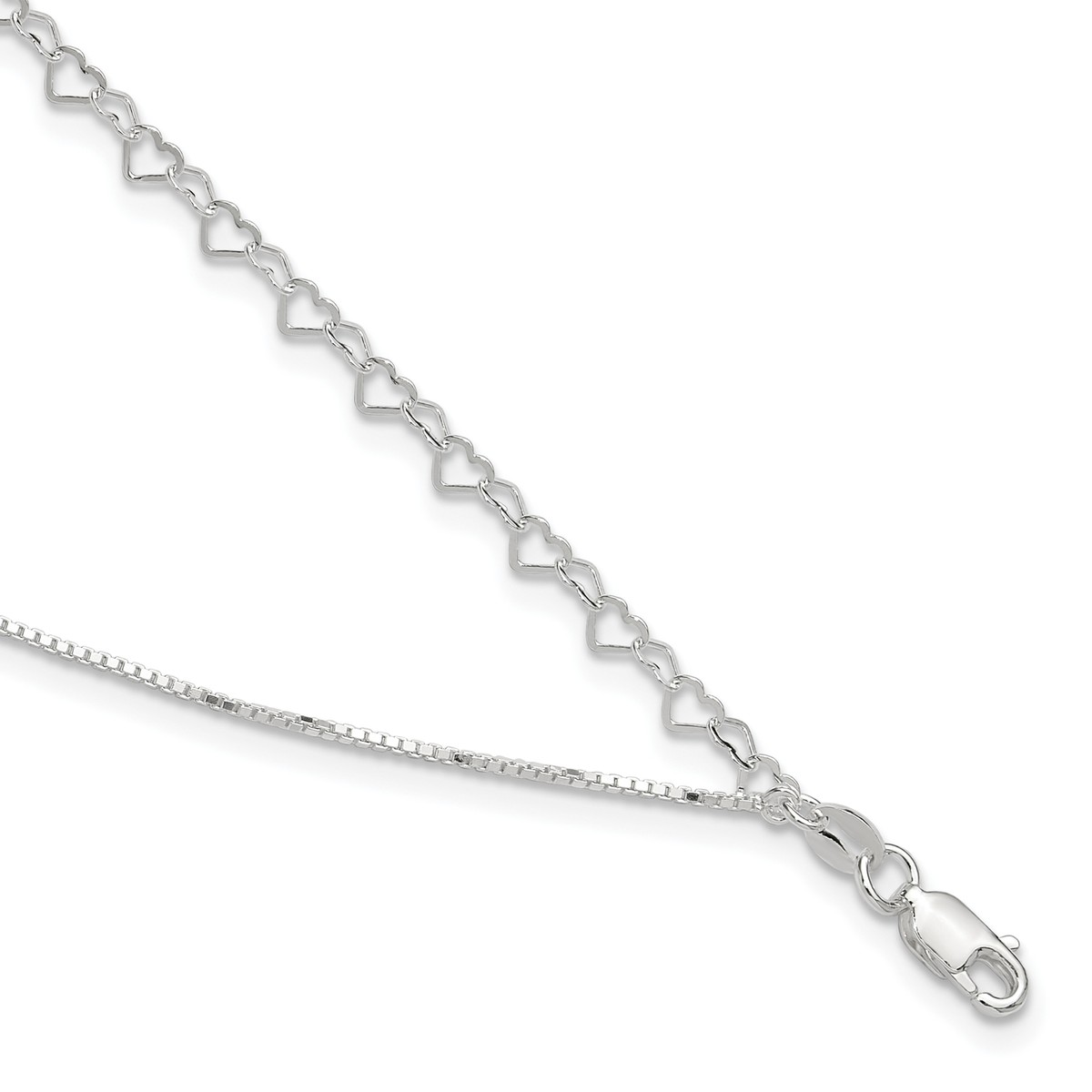 Sterling Silver Multi-Strand 9in With 1in Extension Anklet Sterling Silver Multi-Strand 9in With 1in Extension Anklet