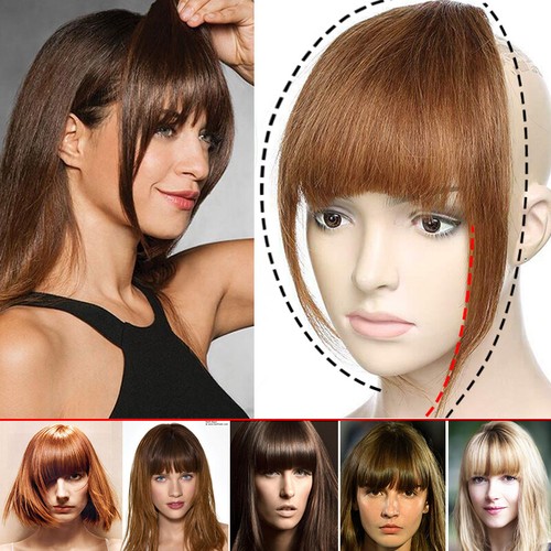 Topper Neat Fringe Bangs Clip in Hair Extension Fake Hairpiece Real As Human US - Picture 2 of 47