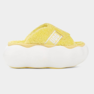 UGG Sugarcloud Platform Slide SZ 7 Sunny Yellow Fuzzy Terry Sandal 1138178 NWOB