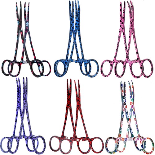 12 Pinzas Hemostáticas 5.5" Abrazaderas de Bloqueo Acero Inoxidable STR + CRV Patas de Mascota Impresión - Imagen 1 de 2