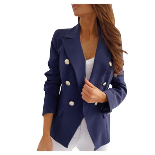 Plus Size Women Blazers Elegant Fashion Formal Cardigan Coat Solid Color Pocket - Picture 43 of 71