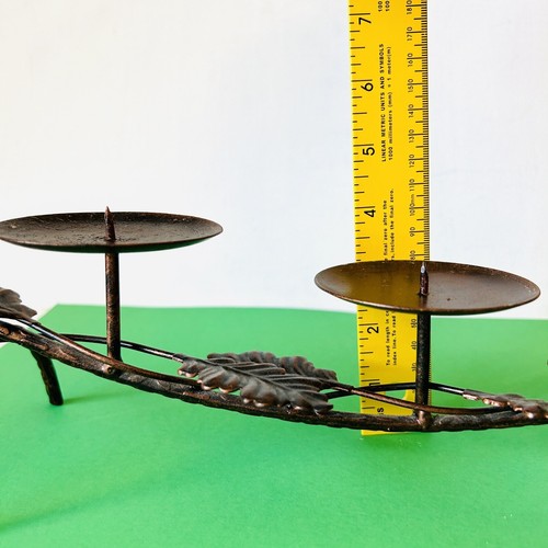 Candelabra Metal Branch Birds Bronze Twig Leaves 3" Pillar 18" L Centerpiece - Picture 4 of 16