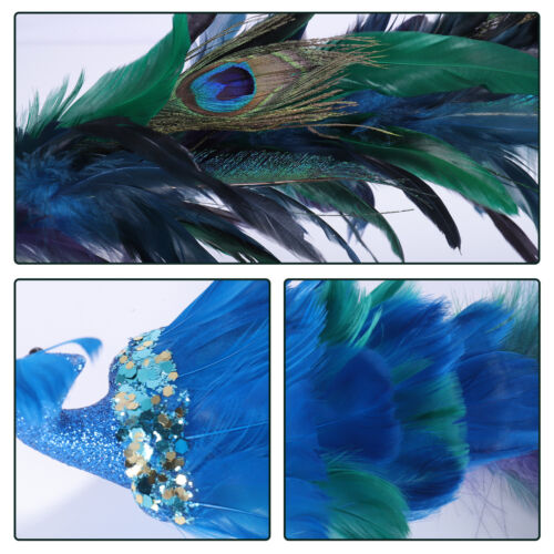 19" Peacock Christmas Ornaments Glittered Bird with Feather Xmas Decoration US - Picture 18 of 46
