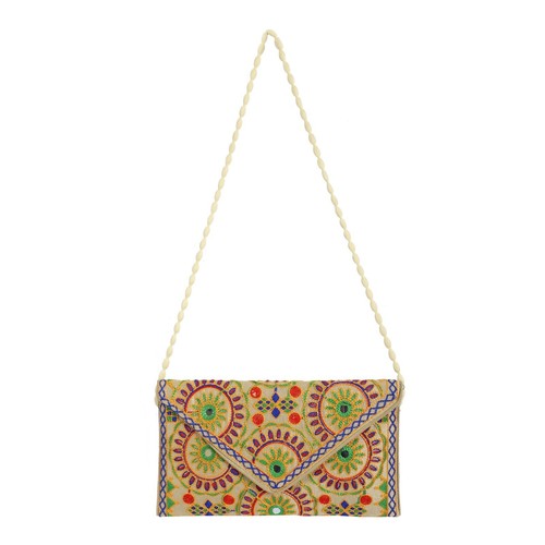 2pc Bohemian Sling Clutch Bag Party Travel Hippie Embroidered Evening Eco Bag - Picture 5 of 6