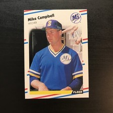1988 Fleer Baseball Card Mike Campbell Rookie Seattle Mariners #372