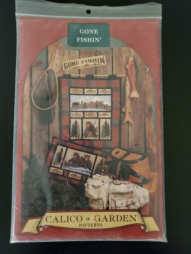 Calico Garden Patterns 'Gone Fishin' Applique Wall Hanging Quilt Pattern Cabin - Picture 1 of 3