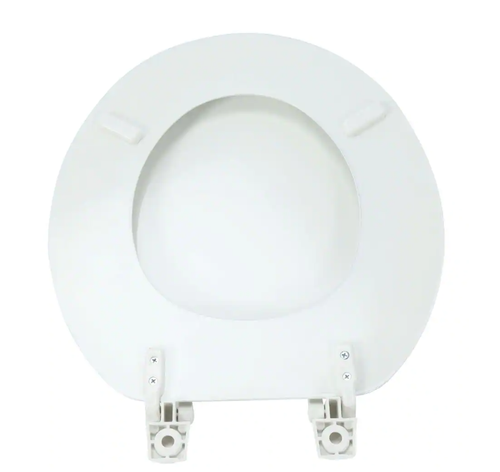 Economy Round Closed Front Toilet Seat, Enameled Wood High-Gloss Finish, White - Picture 3 of 17