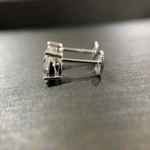 2.00CT Pear Cut Lab Created Diamond Women's Stud Earrings 14K White Gold Plated - Picture 2 of 5