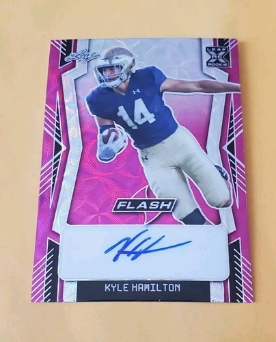 2022 Leaf Flash Pink Kaleidoscope /10 Kyle Hamilton #BA-KH1 Rookie Auto RC SSP - Picture 2 of 4