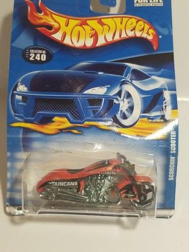 2000 Hot Wheels Scorchin' Scooter Motorcycle Duncans Orang Black New Sealed #240 - Picture 2 of 3