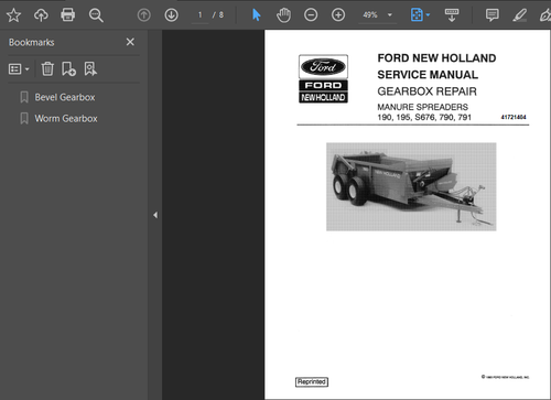 NUEVO HOLLAND 790 ESPARCIDOR DE ESTIÉRCOL CAJA DE CAMBIOS SERVICIO TALLER DE REPARACIÓN MANUAL PDF USB - Imagen 2 de 2