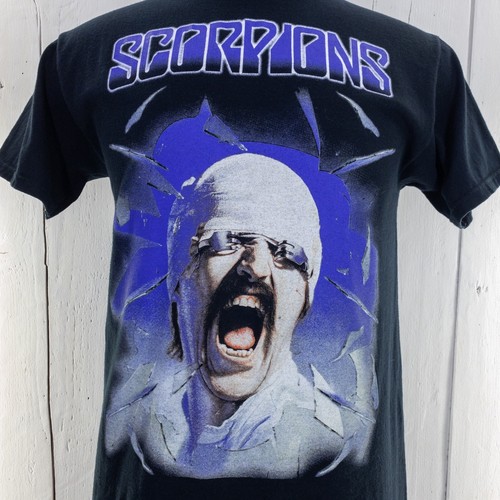 Scorpions T Shirt Blackout Tour Hard Rock Band Medium Black Graphic Print Cotton - Picture 4 of 14
