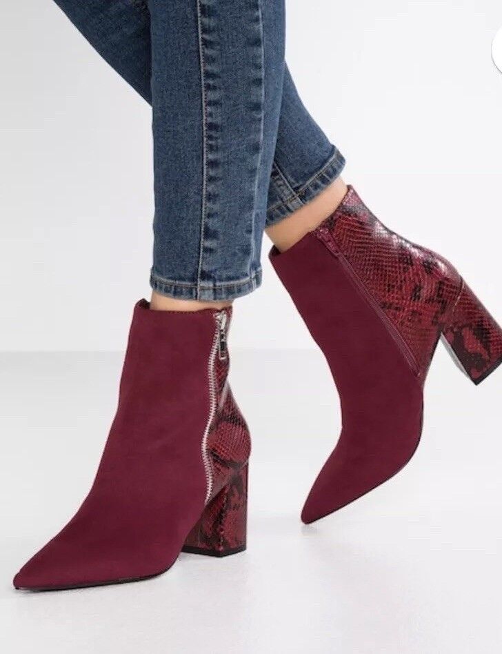Faith damen BAKE - Classic Ankle Stiefel In Wine With Zip Größe UK 5 Faith damen BAKE - Classic Ankle Stiefel In Wine With Zip Größe UK 5