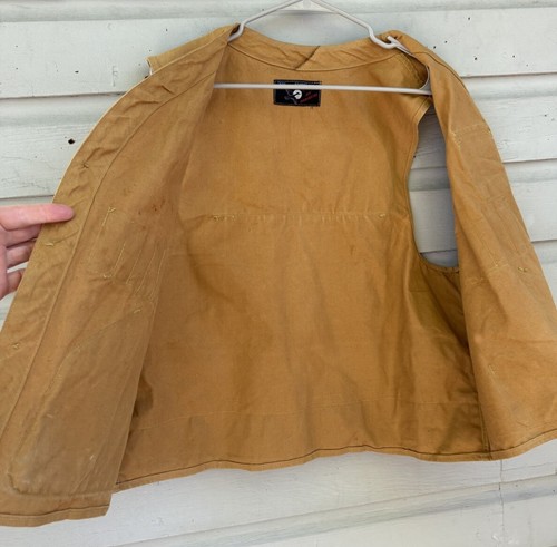 Vintage 1960s 1970s Blue Bill Brown Duck Canvas Hunting Vest Mens Size Large USA - Picture 3 of 7