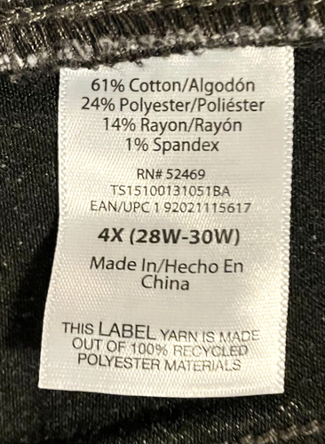 Terra & Sky Women's Plus Size 4X Pull-On Light Black Wash Denim Capri Jeggings - Picture 7 of 8