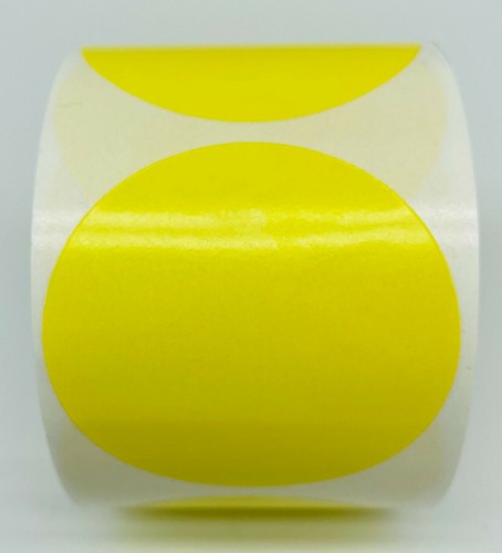 Rotolo di 500 etichette adesive punti inventario con codice colore giallo tondo 2" - Foto 1 di 3