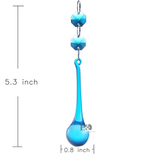 10pcs-Light-Blue-Crystal-Hanging-Raindrop-Pendants-Beads-Chain-Chandelier-Prisms - Picture 3 of 5