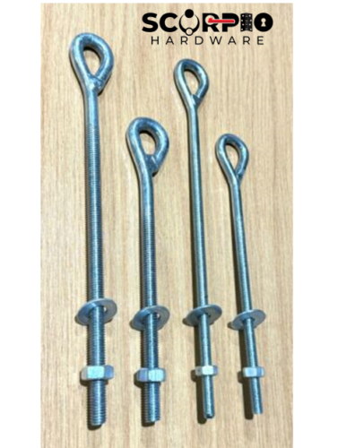 Eye Bolt Welded Full Thread with Nut & Washer Galvanised - Picture 2 of 11